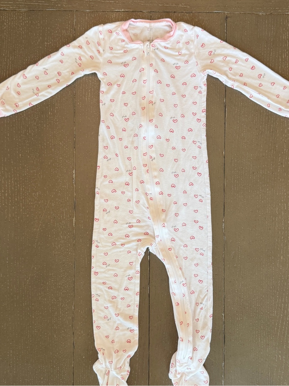 Milkberry Baby Girl VDay Heart Print Footed Pajamas/Long-Sleeve Onesie Size 24M
